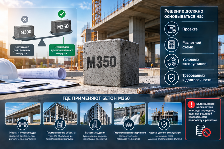 Бетон М350 для нагруженных конструкций, в каких случаях запас прочности действительно оправдан